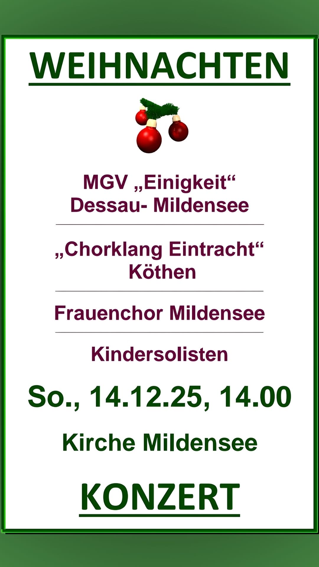 Weihnachtskonzert Mildensee
