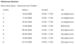 Mildenseer Bookies Termine Mildenseer Bookies 2026